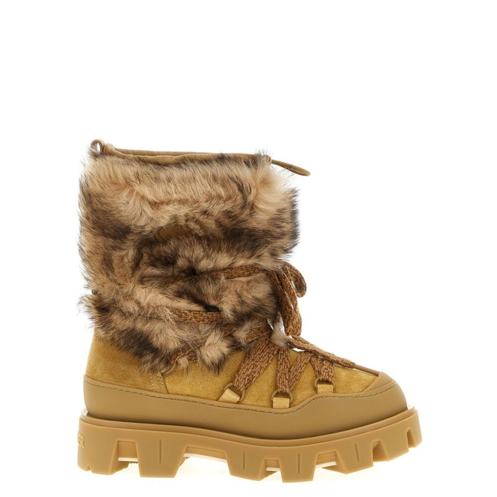 Moncler Brown Calfskin Flat Women's Boots
